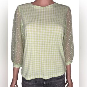 AND Lime Checkered Sheer Blouse